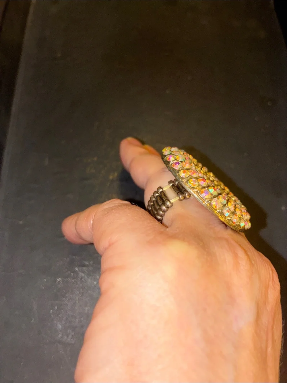 Aurora-Inspired Multicolor Crystal Cocktail Stretch Ring